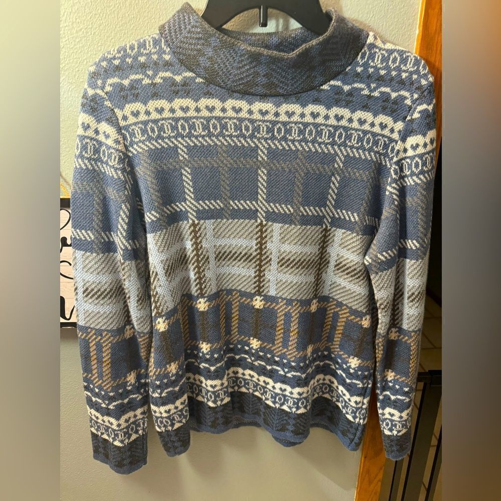 Skovhuss Knitwear Danish Pattern High Neck Pullover Cardigan Sweater Size Medium